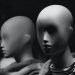 grayscale photo of mannequin head