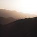 drone shot of the great wall of china during sunset