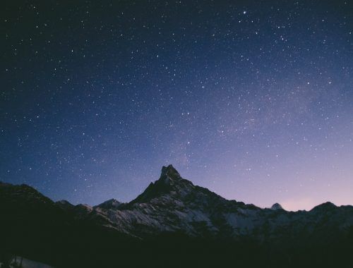 scenic view of mountain during evening