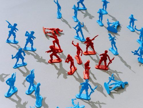 close up shot of soldier toys