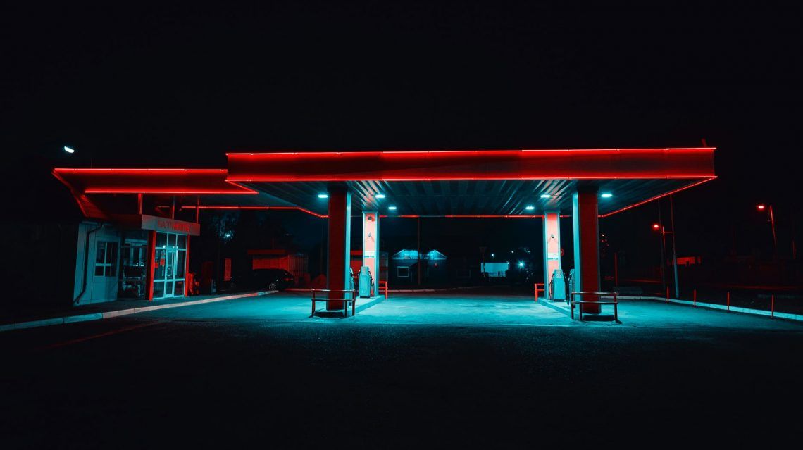 gasoline station during nighttime
