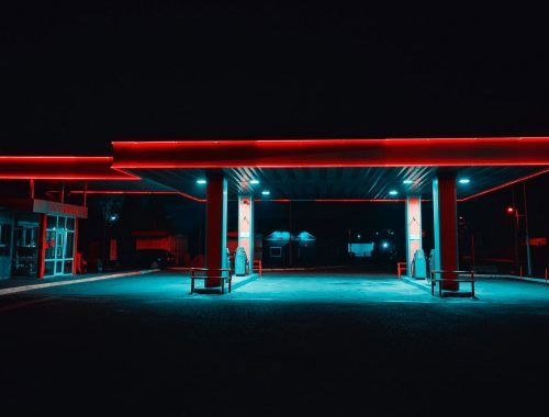 gasoline station during nighttime