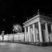 grayscale photography of building with columns