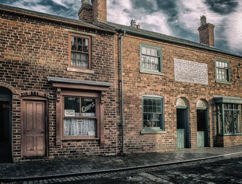 architectural photography of brown brick building