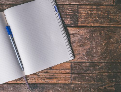 ball point pen on opened notebook